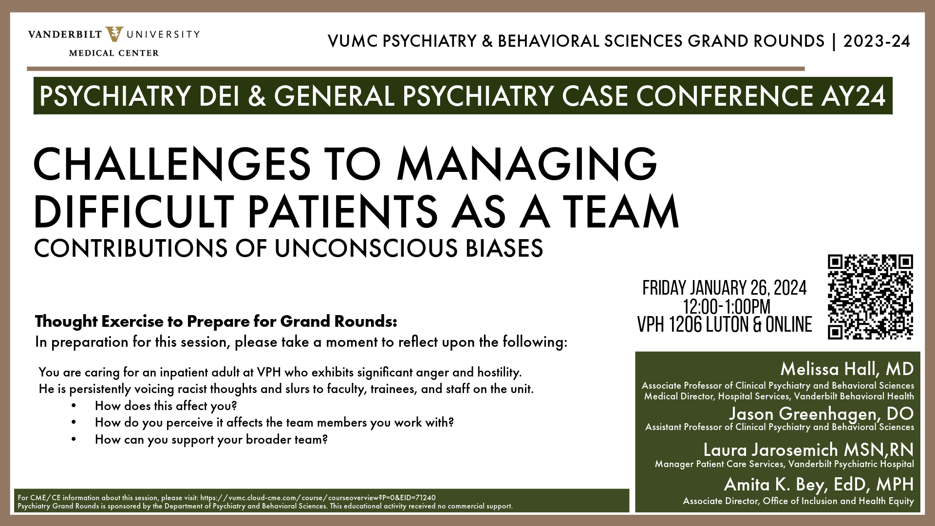 Psychiatry Grand Rounds 1 26 DEI focused General Psychiatry Case